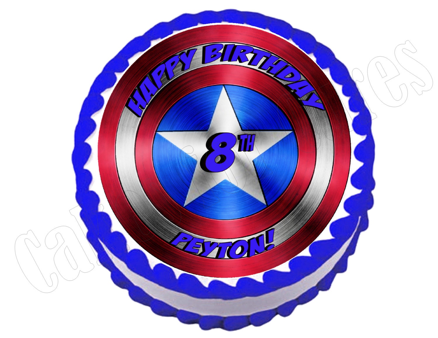 Captain America Shield Edible Party Cake Topper Decoration