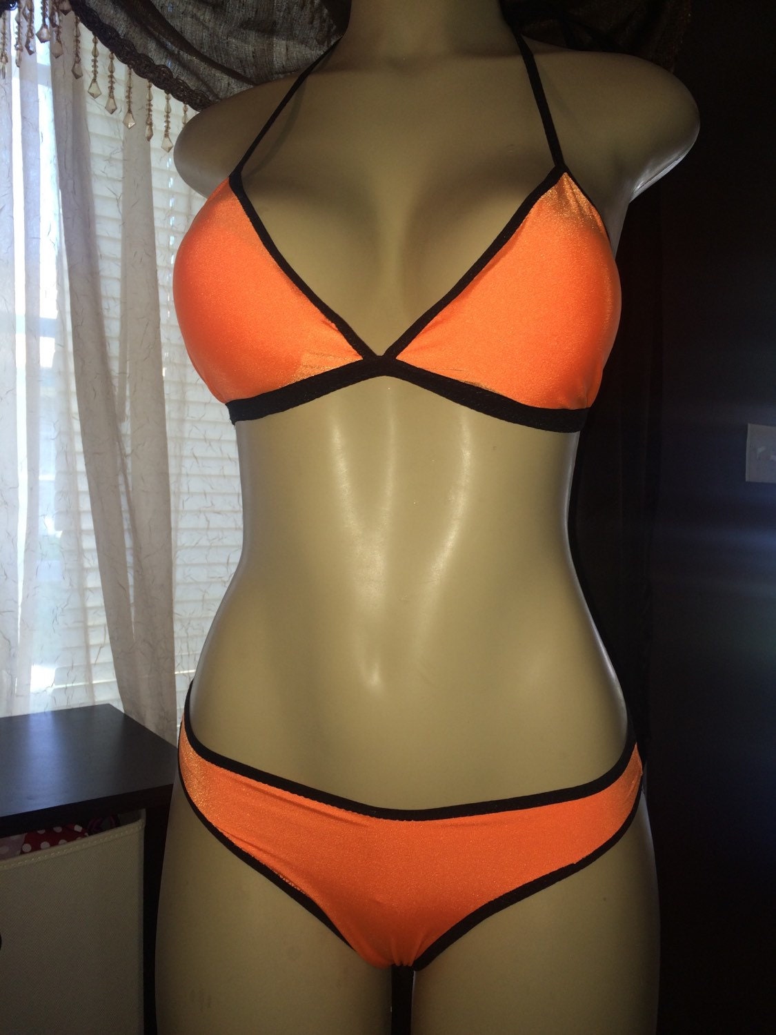 bright orange bikini top