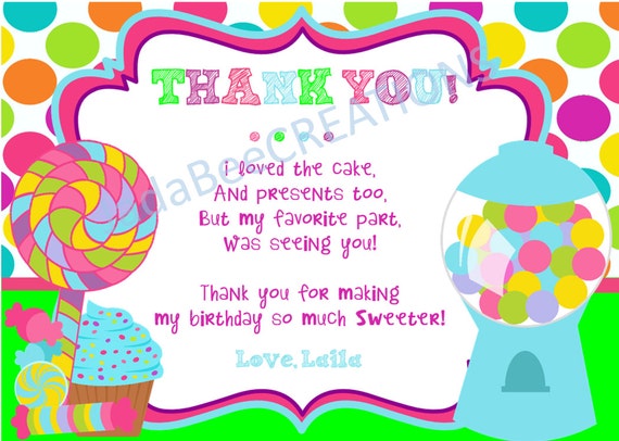 Items similar to Candyland Thank you Card (Printable) on Etsy