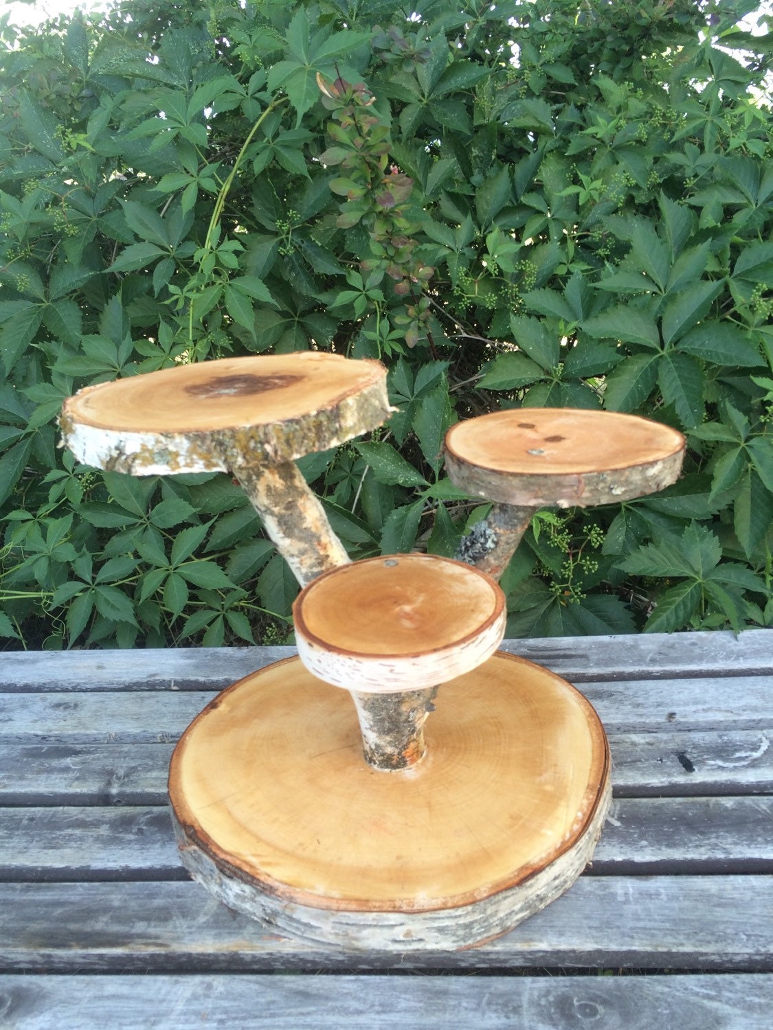 Large Birch Log Wood Rustic Cake Cupcake Pie Stand Wedding