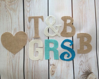 Custom 4 inch, handmade, burlap, iron on, letters, shapes, numbers, symbols,15+ colors of burlap,flags not included, CIJ, Product ID# G-061