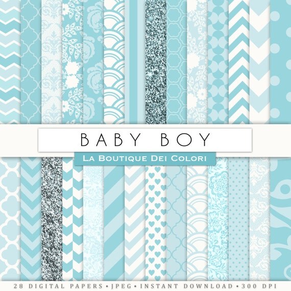 Baby Blue Digital Paper. Pastel blue paper Nursery digital