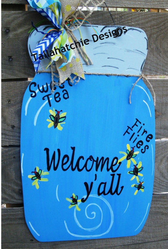 Mason Jar Door HangerFireflies In A Mason Jar Summer Door Hanger
