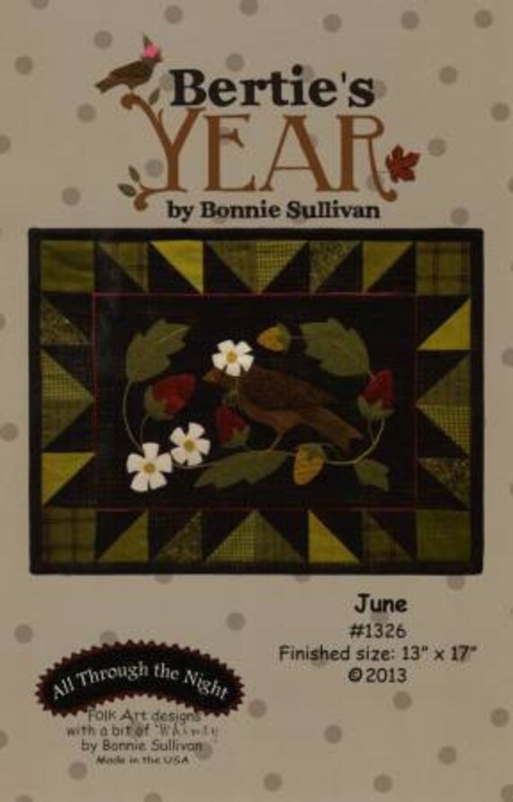 Items similar to Bertie's Year Pattern, June, by Bonnie Sullivan All