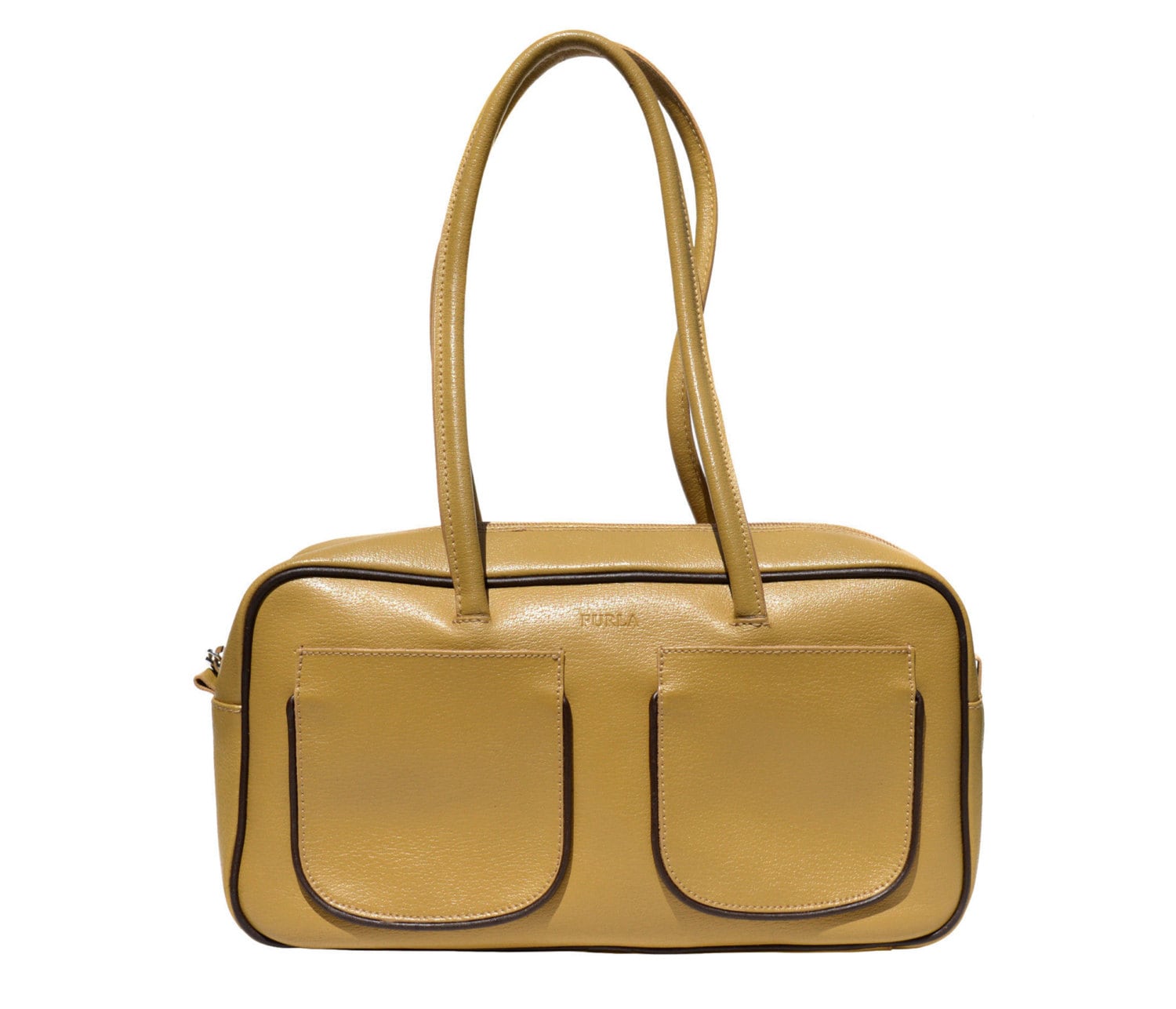 Vintage Furla bag purse caramel beige genuine leather made in