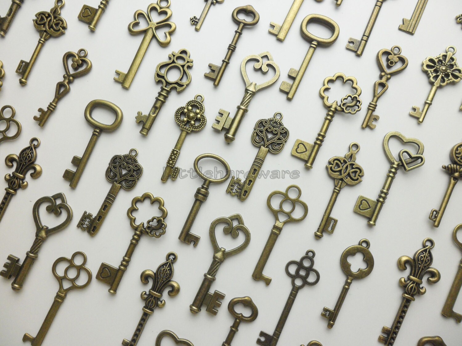 100pcs vintage crown keys antique skeleton keys by LittleHardware
