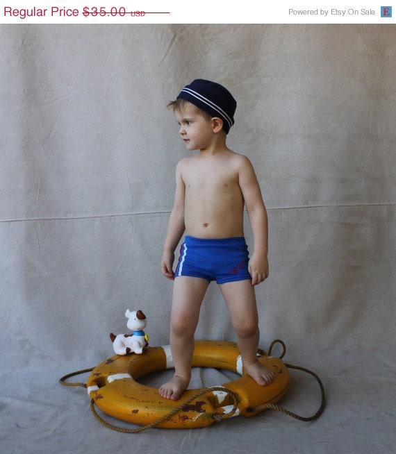 Vintage Blue Knit Speedo Boy Swim Trunks Swim by Twinklestarmoon