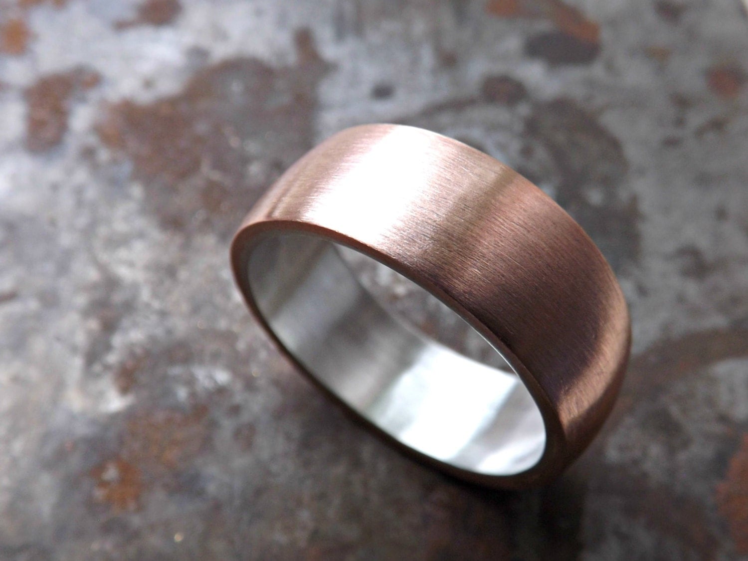 copper wedding ring mens promise ring bold copper ring
