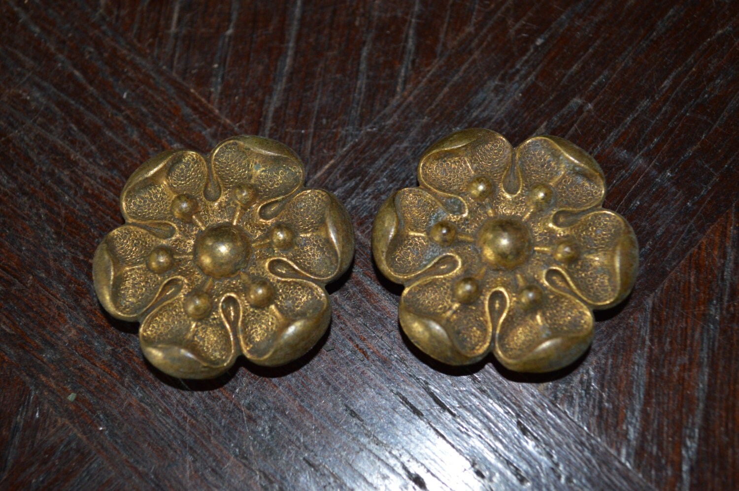 Antique Pair French Bronze Rosettes Picture by VintageFleaFinds