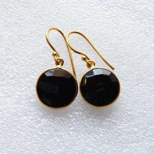 gold and black onyx earrings