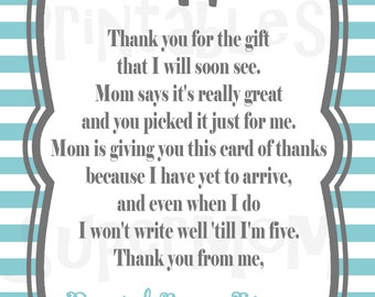Pink Elephant Baby Shower Thank You Poem Notes INSTANT