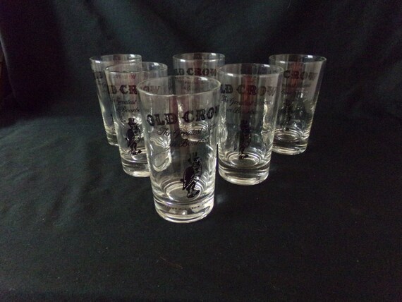 Old Crow Bourbon Glasses Set of 6 by edandsandy on Etsy