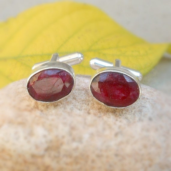 Silver Ruby  Cufflinks cufflinks for men s Anniversary 