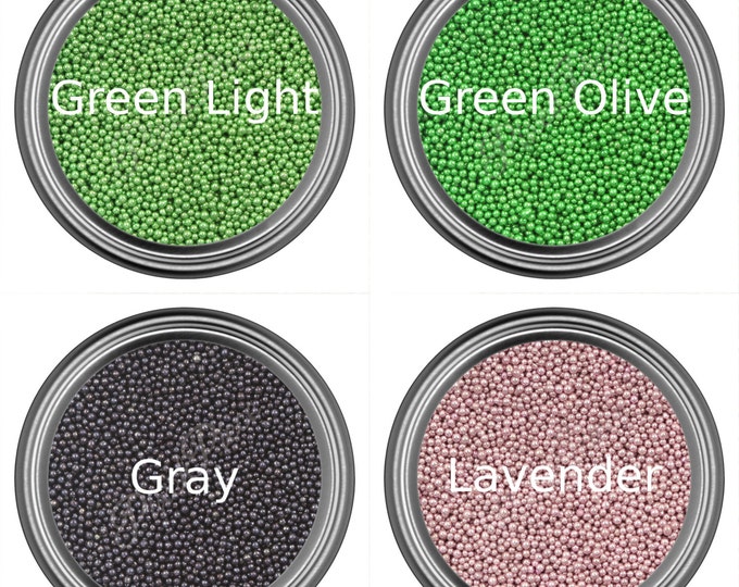 Caviar Beads - Nail Art - 20 Colors - Glass Bottles - Glass & Metallic Caviar - Micro Size Fashion Decor