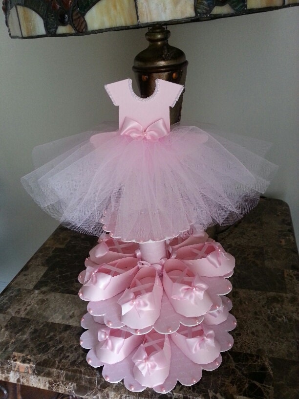Two Tier Pink Ballerina Shoe Favor Stand With Shoe Favors