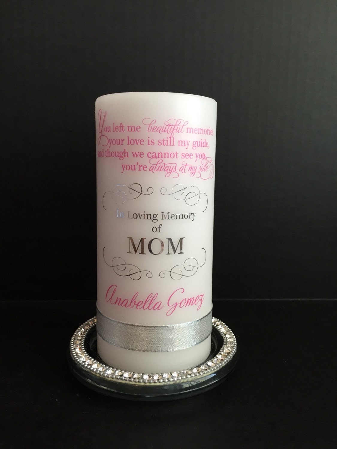 Personalized memorial candle in loving memory of Mom mothers