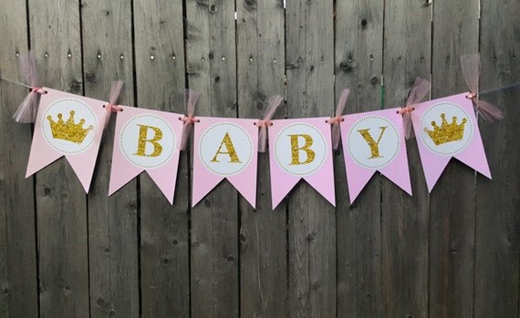 Princess Banner - Princess Baby Shower Banner - Princess Birthday Banner - Princess Crown ...