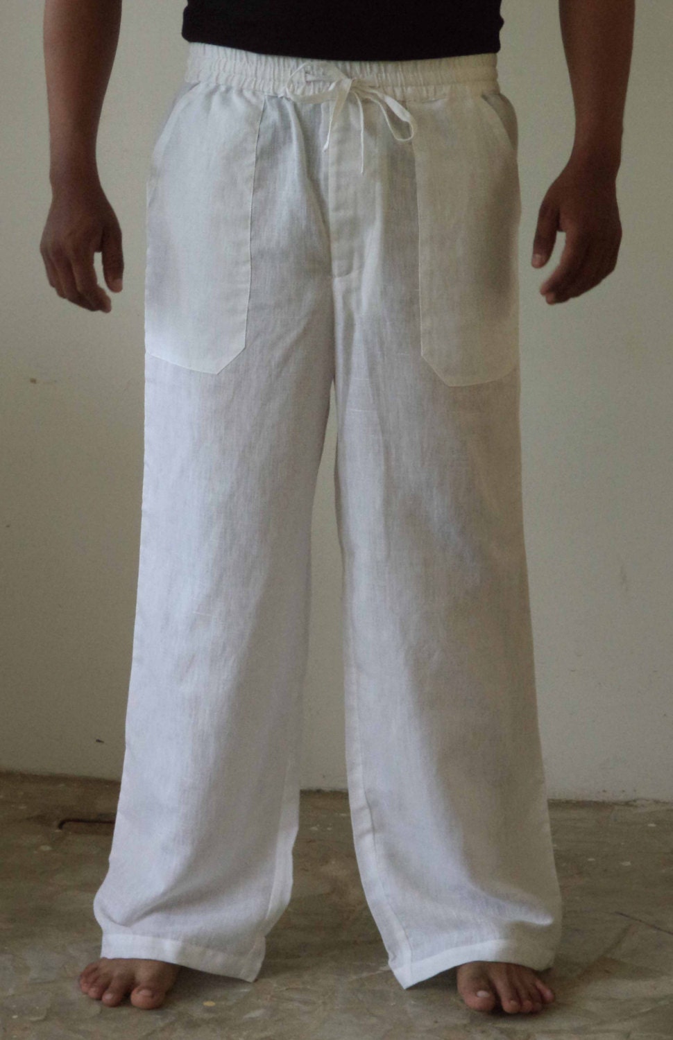 Mens Linen Drawstring Baggy look pants Plus size.