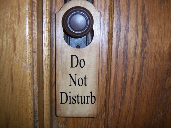 Do Not Disturb Wooden Door Hanger in an Oak by NellEvaDesigns