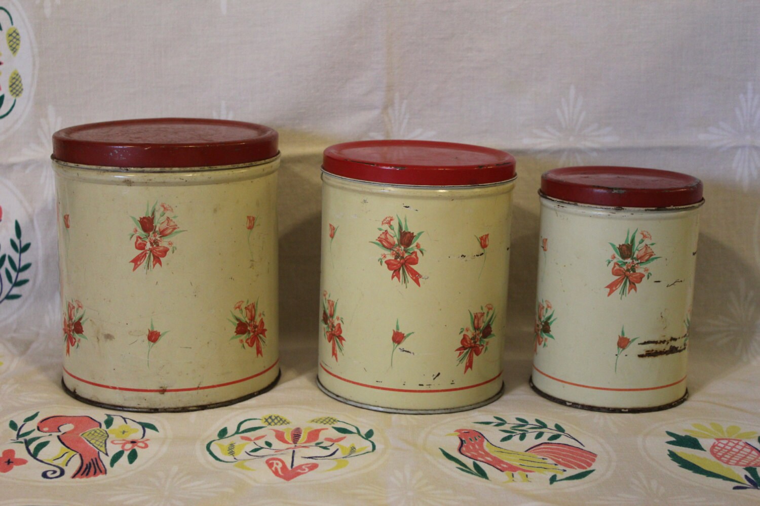 vintage metal canisters set of three shabby chic kitchen vintage metal canisters set of three shabby chic kitchen