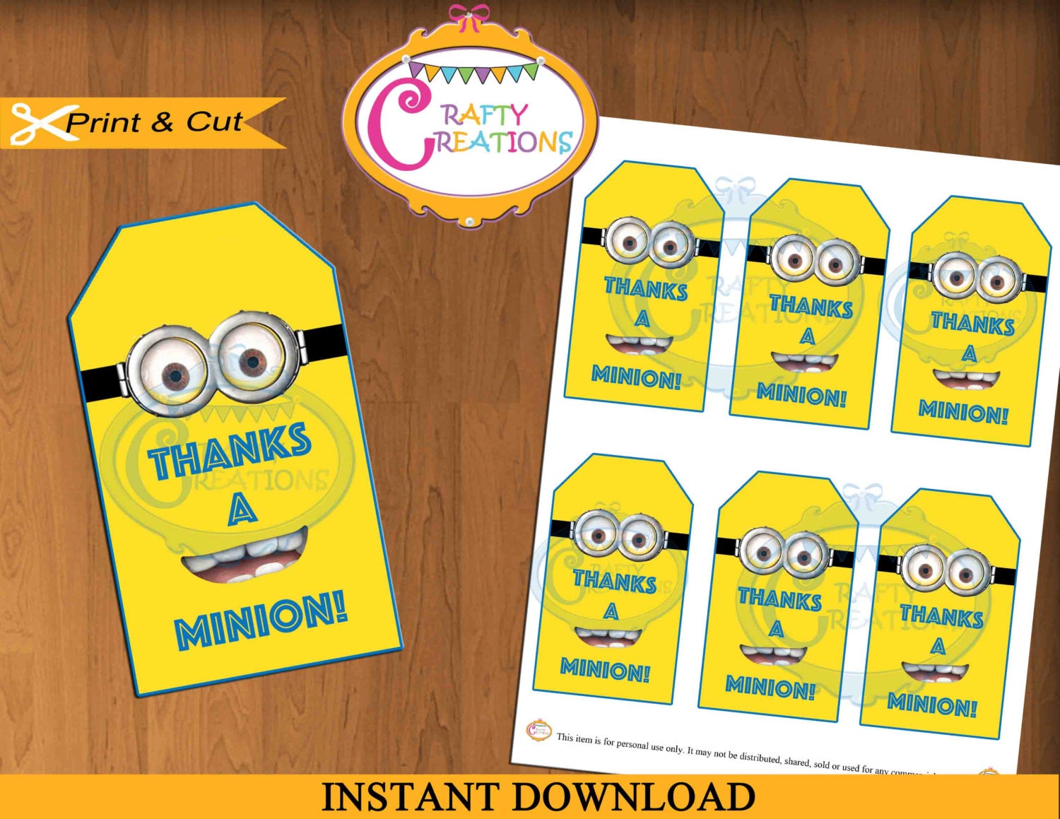 Minions Party Favor Tags Despicable Me Minions Birthday