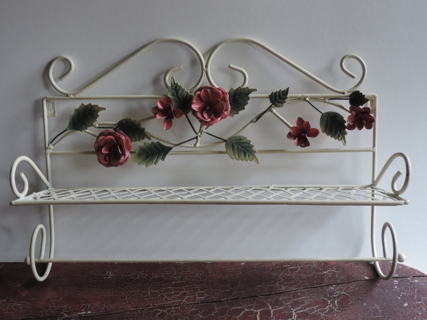 Mid Century Garden Rack Ornamental Wrought Iron Garden Shelf