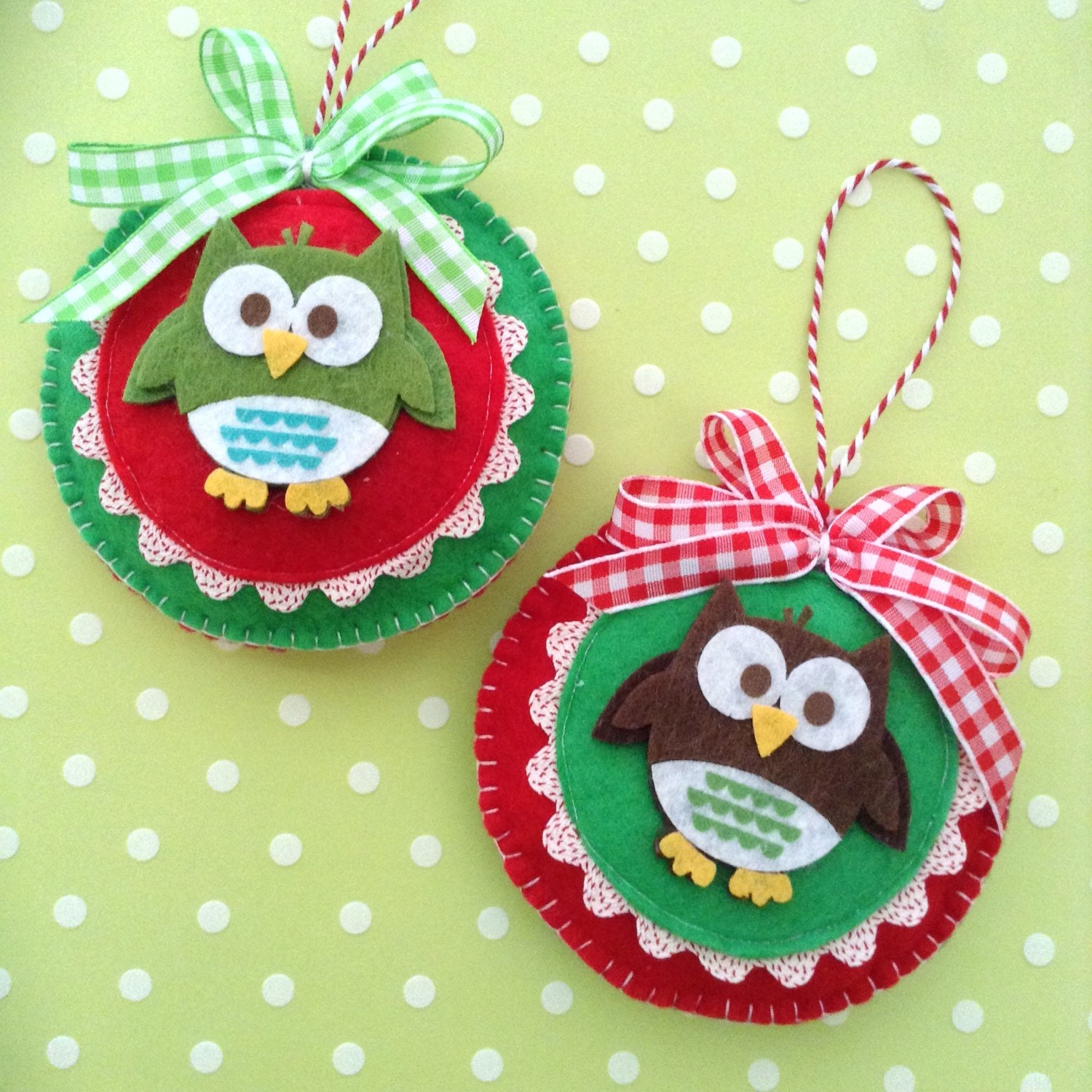 Christmas Felt Owl Ornaments / Handmade Christmas by CraftsbyBeba