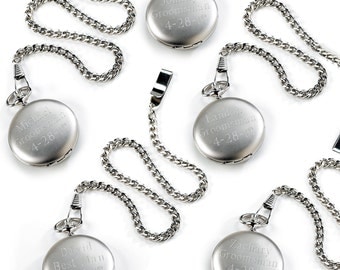 Groomsmen Personalized Pocket Watches - Groomsmen Gifts - Engraved Brushed Watch Set - GC225X5