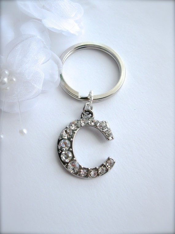 Rhinestone Keychain. Diamond Rhinestones Key Ring. Letter C Charm ...