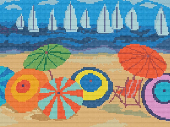 Hawaii Beach Umbrellas Counted Cros   s Stitch by ArtbyMariana