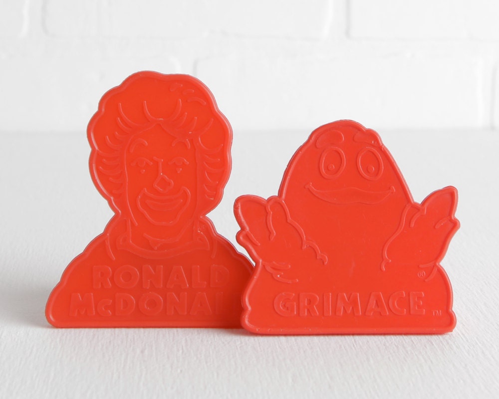 Vintage 80s McDonalds Cookie Cutters, Ronald McDonald and Grimace Red ...