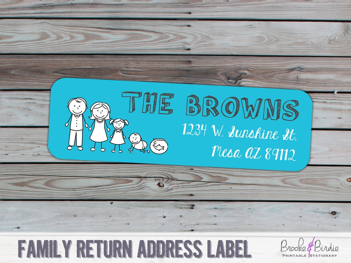 Family Return Address Label PRINTABLE by Brooke by BrookeAndBirdie