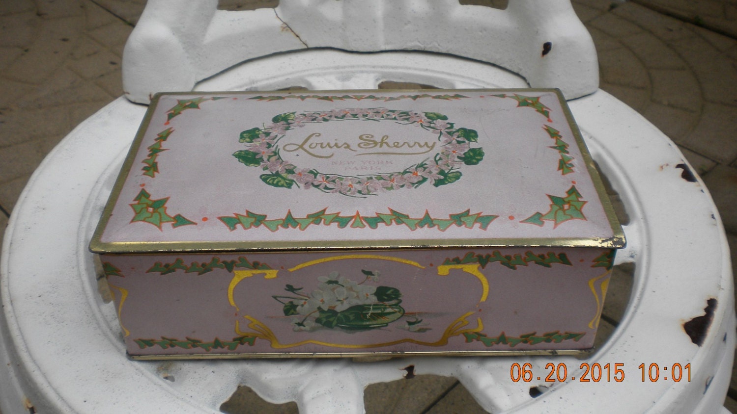 Antique French Candy Tin Louis Sherry New York Candy Box