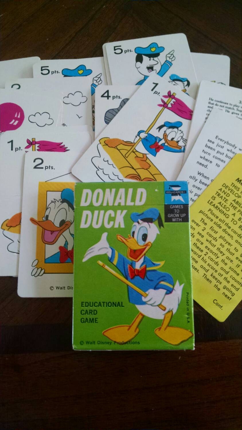 Vintage Walt Disney's educational Donald Duck playing card