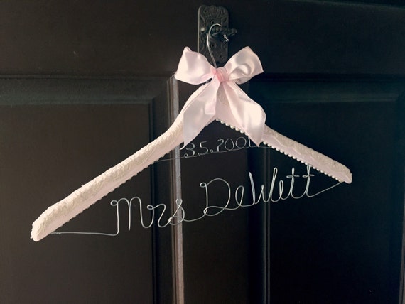  Blush  and lace custom wedding  gown  hanger  by FromKellyWithLove