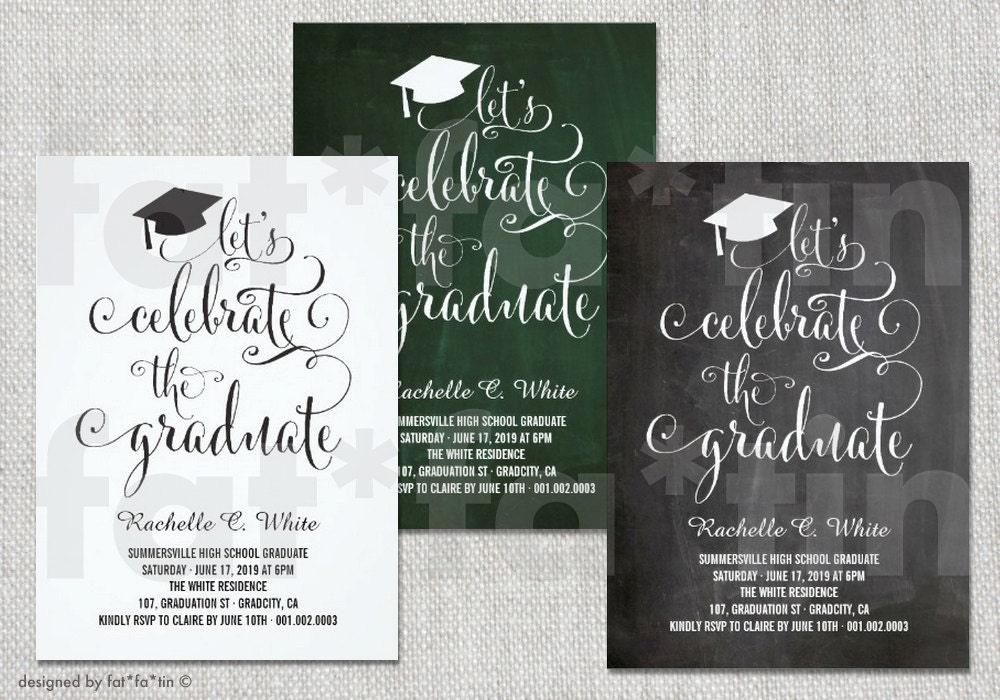 Let's Celebrate The Graduate Chalkboard Script Printable