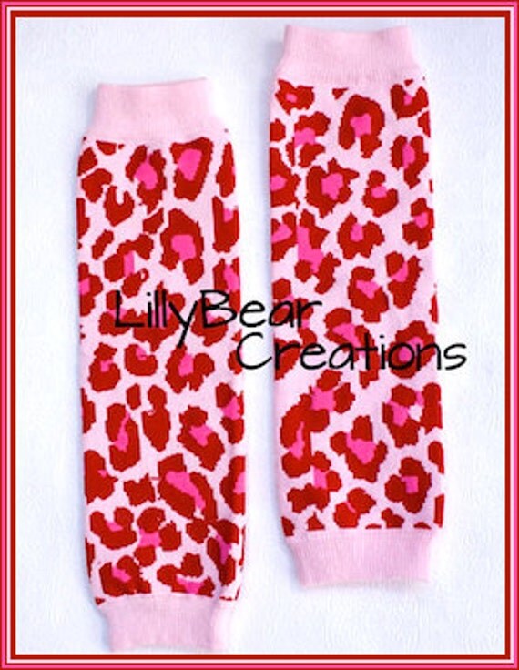 Red & Pink Leopard Leg Warmer Cheetah Leg by LillyBearCreations
