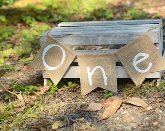 One - first birthday banner, photo prop banner, 1st birthday prop, cake smash prop, high chair banner