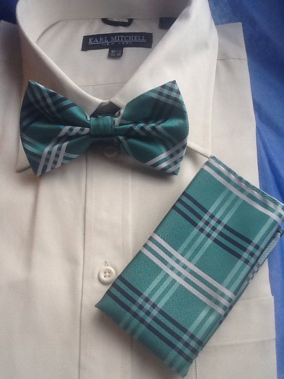 Green Plaid Bow Tie Set