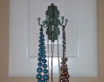 Jewelry rack, jewelry display, shabby chic decor, jewelry organizer, jewelry storage, bathroom decor, necklace holder, necklace display