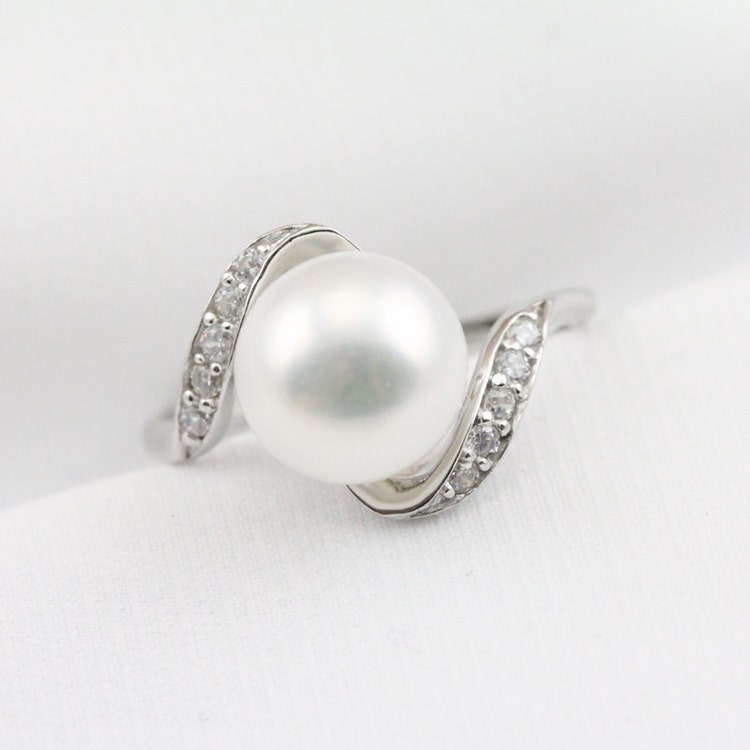 Pearl ringpearl promise ringpearl engagement rings by PearlOnly