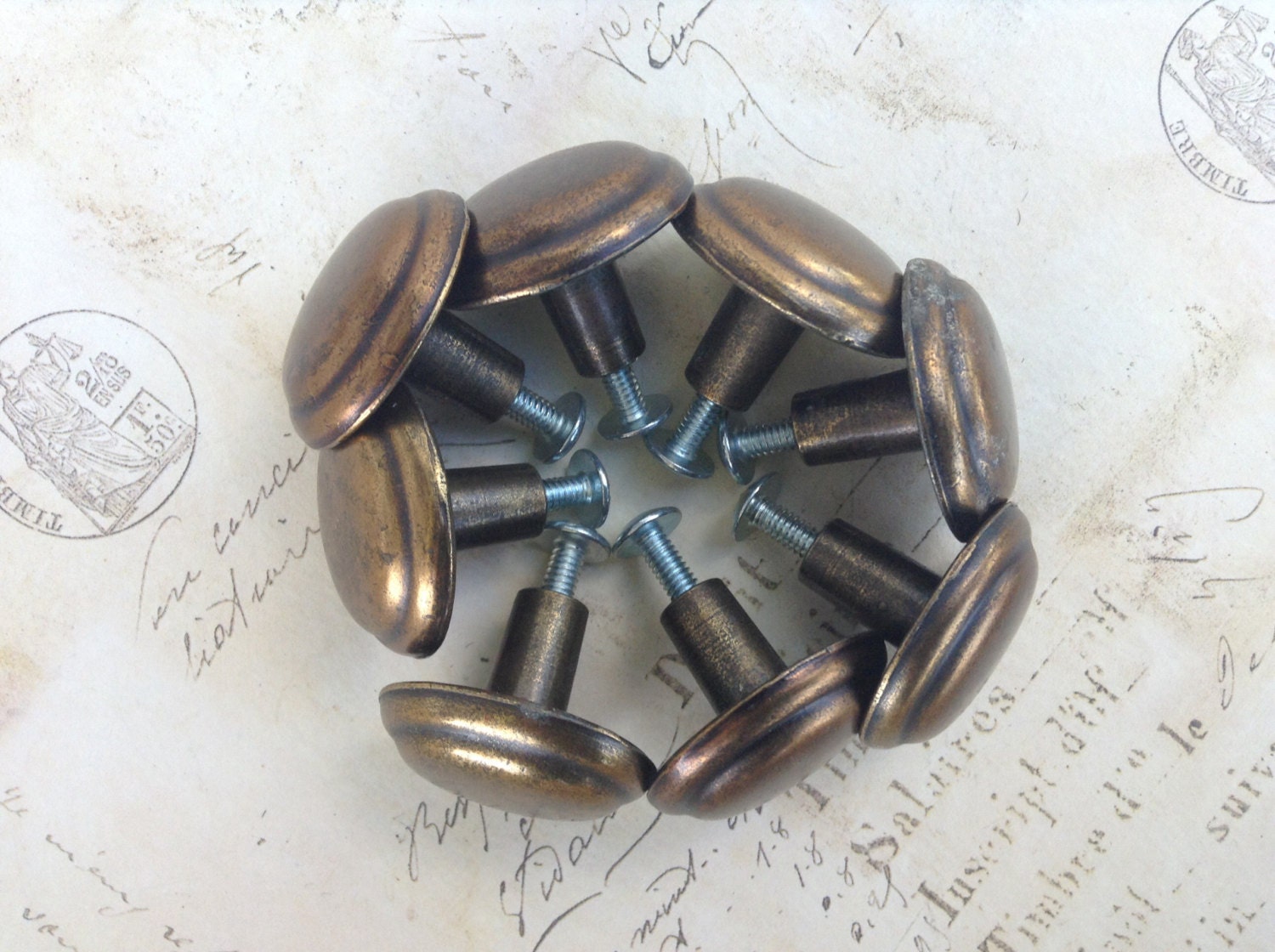 Brass Drawer Pulls round knobs aged brass look made in