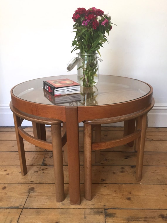 Nathan Glass Coffee Table and Nesting Tables Mid by baddogstudio