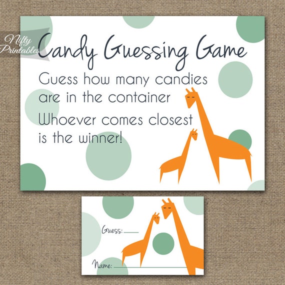 Giraffe Candy Guessing Game Printable Baby Shower or