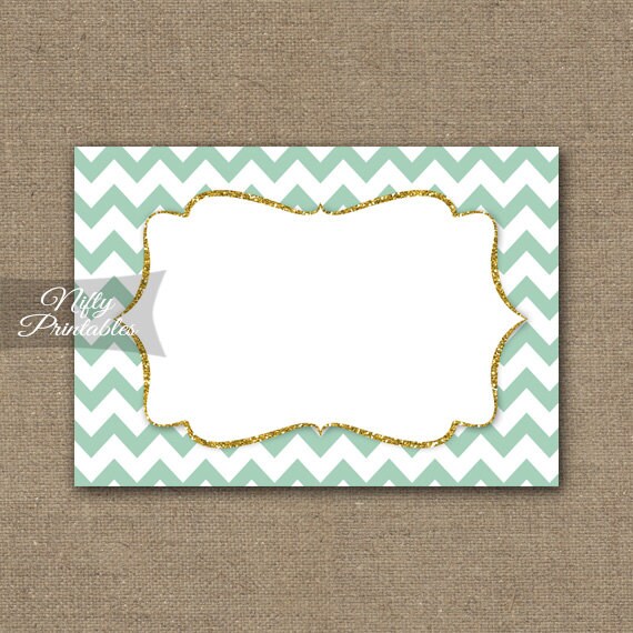Mint Labels Mint Gift Tags Mint Gold Chevron Nametags