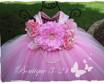 On Sale! Pink Flower Girl Dress, Pink tutu dress, Pink Birthday Dress, Pink wedding, Pink Dress