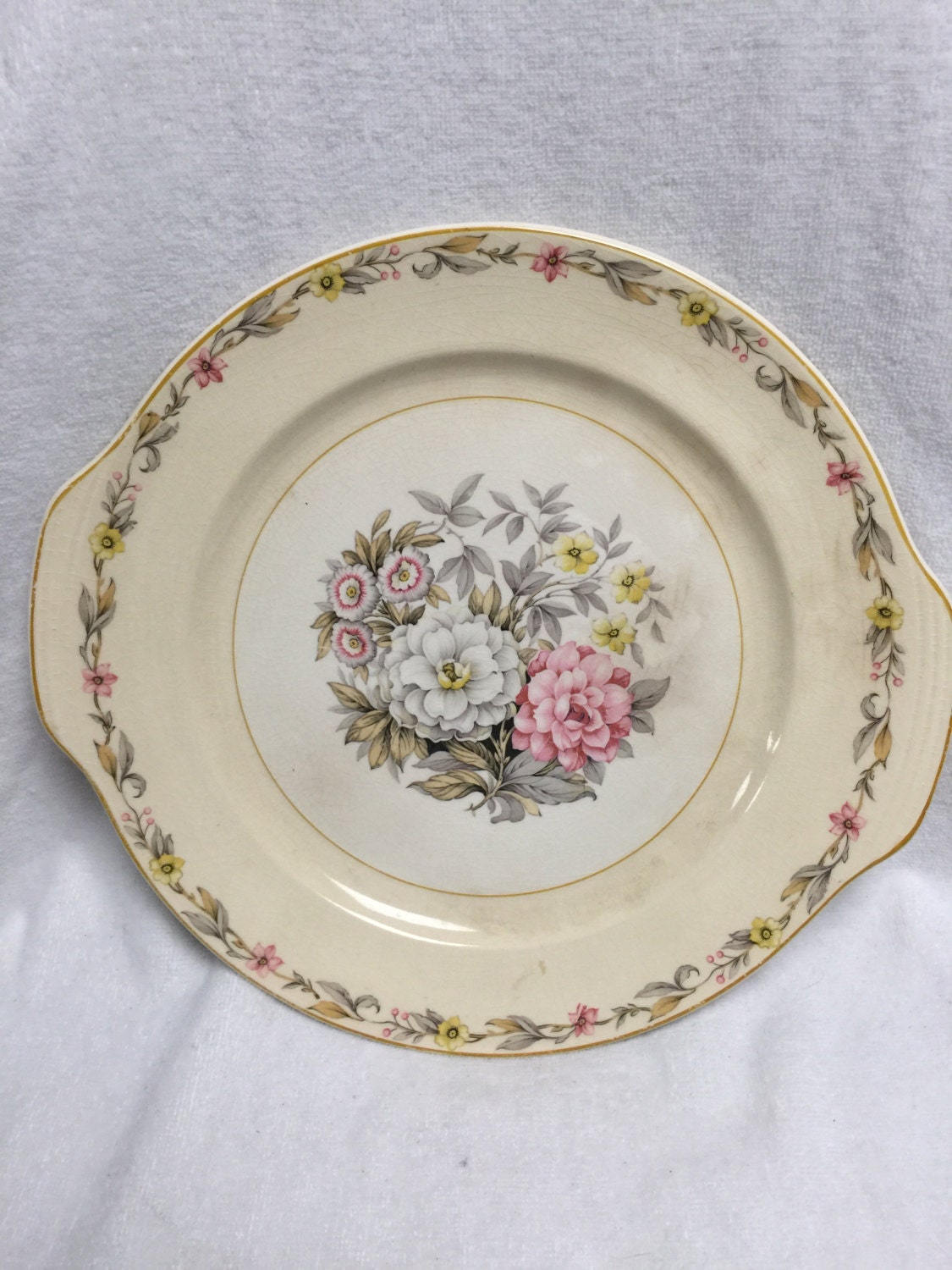 Vintage Unmarked China Serving Plate Floral Pattern ...