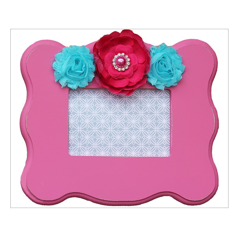 girls picture frame teen room decor bright pink and aqua