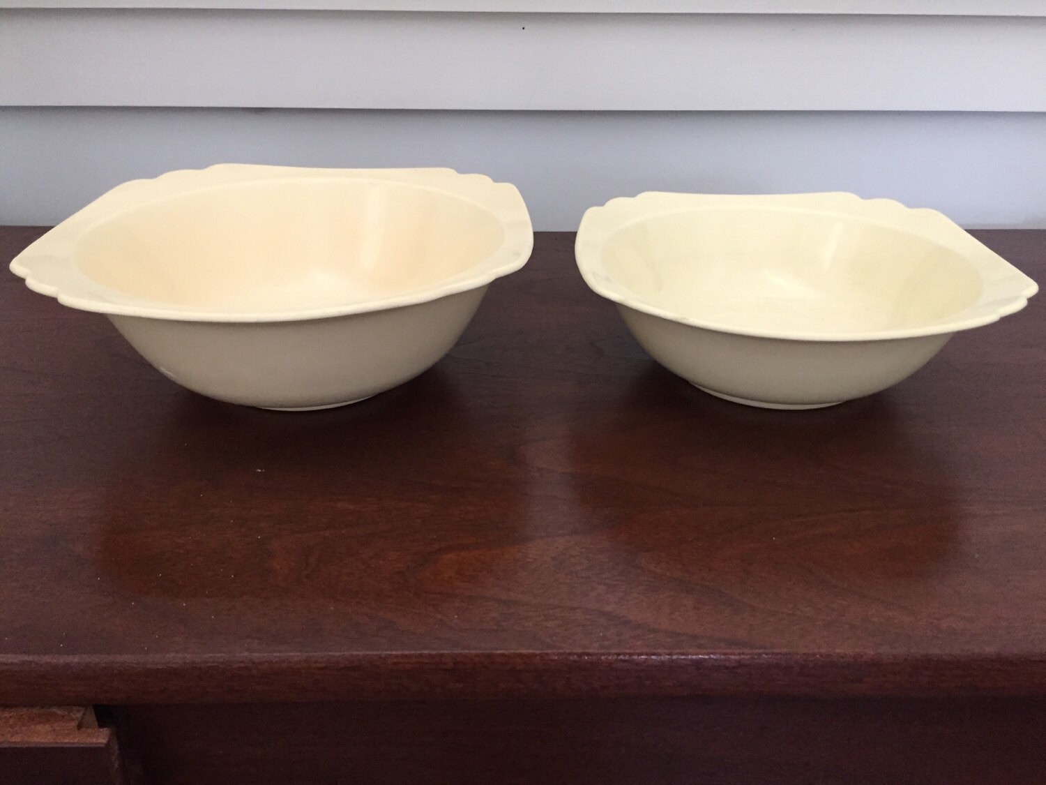 Set of Two Large Homer Laughlin Riviera/Century Ivory Vegetable Serving