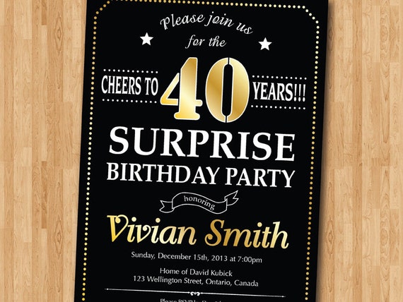 40Th Surprise Birthday Party Invitations 1